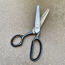 Vintage 7 in Chrome Plated Pinking Shears w/ Black Handles, Japan Sewing Tool picture