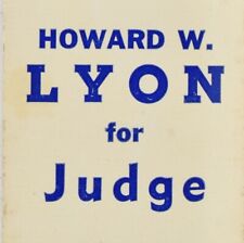 1970s Howard W Lyon Judge Lawrence County Pennsylvania Political Advertising picture