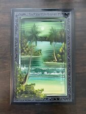 Mexican Ceramic Tile 8 x 12  Hand Painted & Signed Ocean Scene Made In Mexico picture