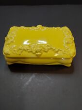 Vintage Lemon Yellow 1970 Ceramic MCM Trinket Box Signed  picture