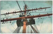 ALOFT ON A UNITED STATES TRAINING SHIP postcard A1 picture