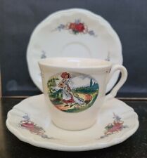 Sarreguemines OBERNAI Demitasse Cup & Saucer Set of 2, Vintage  picture