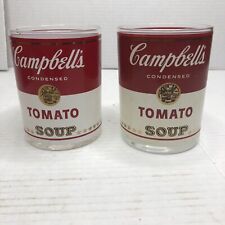 Vintage Campbell's Tomato  Soup Set Of 2 Drinking Glass Tumblers. Old Style picture