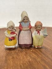 Antique German Bisque Dutch Girls Little Boy Mini Figurines Vintage picture