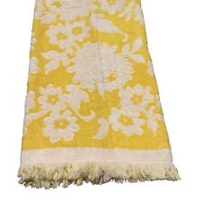 Vintage Fieldcrest Bath Towel Yellow & White Floral Sculpted Cotton Fringe picture