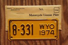 1974 Wyoming MOTORCYCLE License Plate # 8 - 331 picture