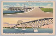 Grand Island North & South Bridge~Niagra Falls & Tonawanda NY~Vintage Postcard picture