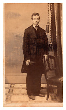 Vintage 1890's Mini Cabinet Card CDV Portrait Teenage man in suit picture