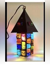 Vintage Peter marsh nader Brutalist chunk glass multi color hanging lamp Lantern picture