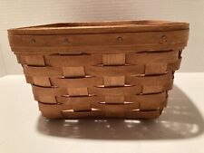 Vintage Longaberger 1992 Handwoven Square Basket 8x8x5 And Plastic Protector picture