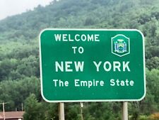 (AtC) FOUND Photograph 4x6 Color New York State Line Welcome Empire Road Sign picture