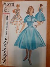 1958 Simplicity #2575 Miss 14 Bust 34 Empire Waist Dress,Back V Neckline,Jacket picture