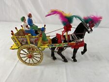 Vintage Italian Sicilian Folk Art Handmade Carriage w/ Feathers Horse ,  Figures picture