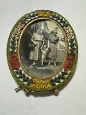 Vintage Micro Mosaic / Brass Small Oval Picture Frame - Italy (possibly) picture