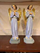 Beautiful Pair of Traditional Adoring Angel Statues - Plaster 27