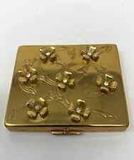Vintage 1940s Gold Plated Paul Flato Rhinestone Dogwood Compact, no Mirror picture