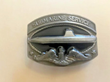 Vtg US Navy Submarine Service w/Silver Dolphins Belt Buckle - 3