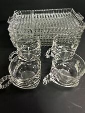 Vtg Set Of 4 Hazel Atlas Orchard Crystal Sip Snack and Smoke Trays & Cups picture
