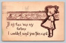 ANTIQUE c1911 Postcard: If My Face Was A Fortune I Couldn't Send You This Car picture