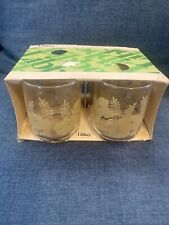 New in Box (4) Vintage Libbey  White Hibiscus Fern Floral 6 Oz Glasses picture