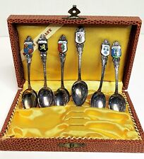 Vintage German Demitasse Spoons 1950s Enameled City Crests EPNS picture