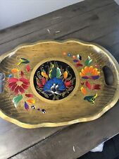 Vintage hand painted Floral  Wooden Decorative Serving Tray Tea tray picture