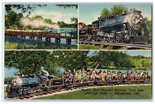 c1940 Miniature Train Ride Lincoln Park Multiview Oklahoma City Oklahoma Postcar picture
