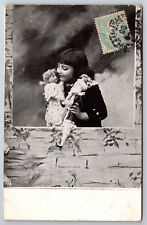 Vintage Postcard French Girl Loving Her Dolls C1908 picture