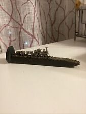 Vintage Cast Iron Railroad Spike Nail With Pewter Locomotive Mining Train picture