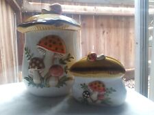 Vintage 70's Sears Merry Mushroom Cookie Jar & Napkin Holder Lot picture