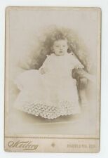 Antique Circa 1880s ID'd Cabinet Card Baby Boy Named Fred Eury Portland, IN picture