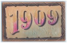 Woodbine Magnolia Iowa IA Postcard New Year Large Numbers 1909 Embossed Antique picture
