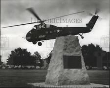 1968 Press Photo Helicopter Flies Over Wildcat Division Memorial-Fort Rucker, AL picture