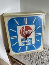 🍊Vintage 1970's-80's Rheem Heating Cooling Light Up Clock | Advertisement Sign picture