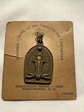 VTG 1959 Shrine Immaculate Conception Creed Catholic Medal Coin Mary Washington picture