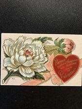 vintage valentine embossed postcard Peony picture