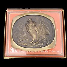 S.L. Knight Solid Bronze Ruffed Grouse Game Bird Hunter Vintage Belt Buckle +Box picture