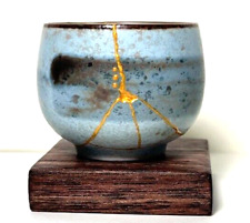 MINI Kintsugi Style Japanese Repair Technique, ceramic cup, ocean blues,VG picture
