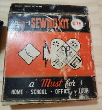 Vintage 1960's/1970's 25-in-1 Sewing Travel Kit Vinyl Cover w/Original Box picture