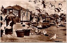 Vtg St Ives Harbour Seagulls Cornwall England United Kingdom UK RPPC Postcard picture