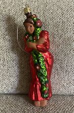 Vintage Christborn Glass Christmas Ornament Maui Girl Hand Blown Germany 6.5