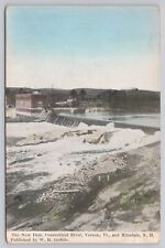 Vernon Vermont & Hinsdale New Hampshire, The New Dam & Power House, VTG Postcard picture
