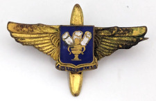 VTG WWII Sustineo Alas USAAF US Air Force Flight Instructor Wings Enamel Pin F24 picture