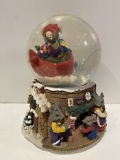 HOLLY JOLLY MICE Musical Christmas Snowglobe Wind-up Moving Festive Globe 19cm picture