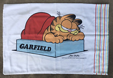 Vintage GARFIELD Pillow Case Sleeping / Resting on Box STRIPES #20 picture