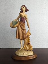 Vintage Girl Figurine Resin Capodimonte like With Basket of Fish and Net picture