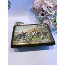 Vintage Faience Butter Dish 1980 French Kitchen Holder Lidded Brown English Dogs picture