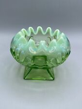 ATQ Jefferson Rose Bowl Green Opalescent Glass Beaded Fan Shell & Dots Beautiful picture