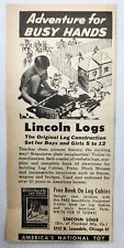 1952 Lincoln Logs Vtg MCM Print Ad Poster Man Cave Art 50's Chicago IL picture