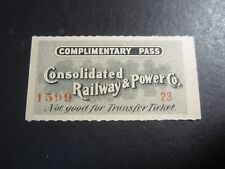 Old c.1880's - CONSOLIDATED RAILWAY & POWER Co. - RAILROAD PASS picture